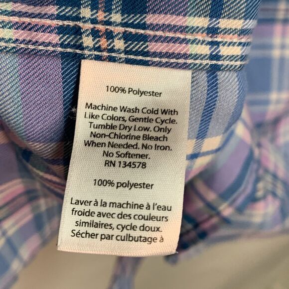Vineyard Vines Slim Fit Murray Blue Pink Plaid Performance Flannel Shirt Size S - Picture 8 of 12